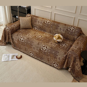 Couch Cover Sofa Cover with Tassel, Soft Chenille Boho Couch Covers Sofa Covers Washable Furniture Cover for Living Room  ﻿
