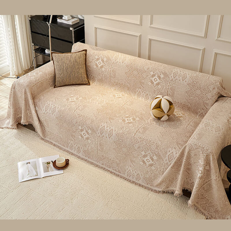 Couch Cover Sofa Cover with Tassel, Soft Chenille Boho Couch Covers Sofa Covers Washable Furniture Cover for Living Room  ﻿