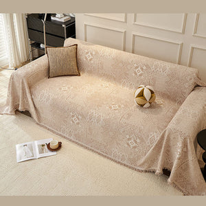 Couch Cover Sofa Cover with Tassel, Soft Chenille Boho Couch Covers Sofa Covers Washable Furniture Cover for Living Room  ﻿