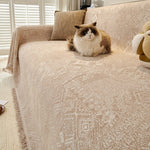 Couch Cover Sofa Cover with Tassel, Soft Chenille Boho Couch Covers Sofa Covers Washable Furniture Cover for Living Room  ﻿