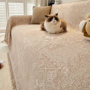 Couch Cover Sofa Cover with Tassel, Soft Chenille Boho Couch Covers Sofa Covers Washable Furniture Cover for Living Room  ﻿