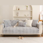 Soft Warm Faux Fur Couch Sofa Cover Thick Shaggy Fuzzy Sectional Couch Cover Non-Slip Solid Color Plush Sofa Slipcover Furniture Protector for Pets ﻿