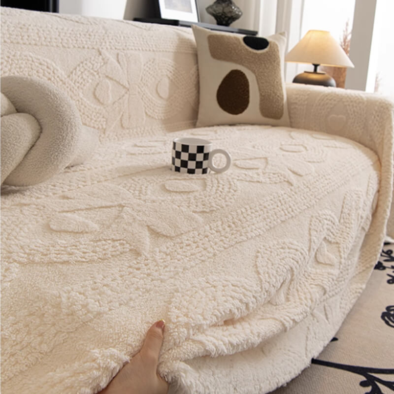 Non Slip Plush Jacquard Sofa Blanket Couch Cover| Multifunctional Furniture Protector for Pets, Slipcover for Sectional, Loveseat, Recliner, Chair, Decorative Home Decor ﻿ ﻿