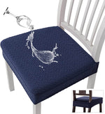 Stretch Seat Covers for Dining Room, Jacquard Waterproof Dining Chair Seat Protector Set