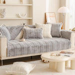 Soft Warm Faux Fur Couch Sofa Cover Thick Shaggy Fuzzy Sectional Couch Cover Non-Slip Solid Color Plush Sofa Slipcover Furniture Protector for Pets ﻿