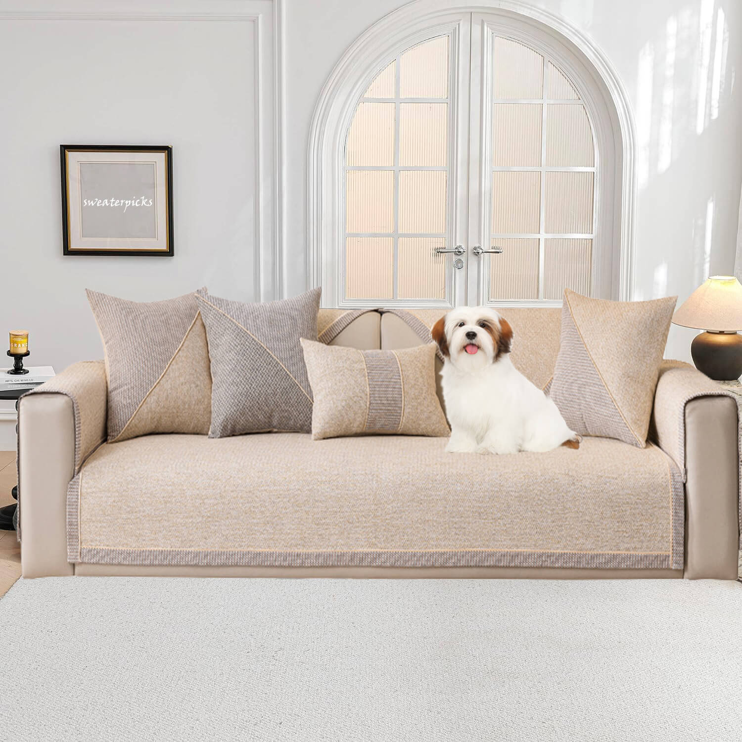 Linen Couch Cover, Sofa Cover Couch Covers Sectional Couch Covers Anti-Fading Sofa Slipcover for Dogs Cats Pet Love Seat Armrest Backrest Cover