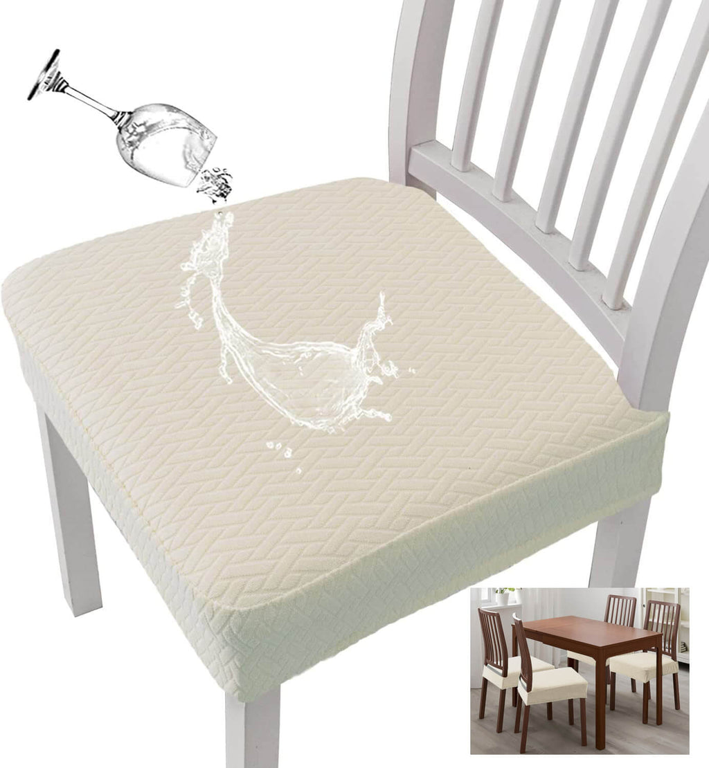 Stretch Seat Covers for Dining Room, Jacquard Waterproof Dining Chair Seat Protector Set