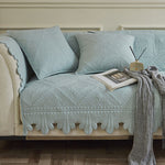 Boho Embroidery Couch Sofa Cover Cotton Quilted Non-Slip Sectional Couch Covers Sofa Slipcover for Dogs, Children, Pets Furniture Protector