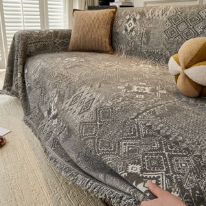 Couch Cover Sofa Cover with Tassel, Soft Chenille Boho Couch Covers Sofa Covers Washable Furniture Cover for Living Room  ﻿