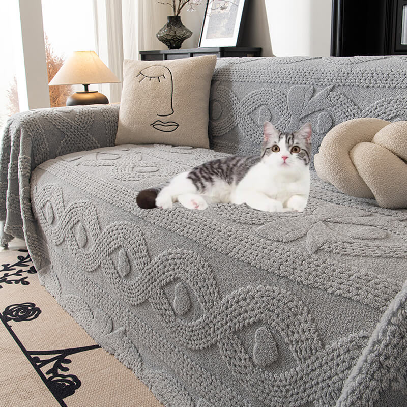 Non Slip Plush Jacquard Sofa Blanket Couch Cover| Multifunctional Furniture Protector for Pets, Slipcover for Sectional, Loveseat, Recliner, Chair, Decorative Home Decor ﻿ ﻿