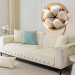 Cotton Couch Covers for Dogs, Washable Non Slip Sofa Seat Cushion Protector, Quilted Breathable Soft Mat for Living Room