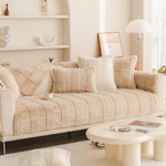 Soft Warm Faux Fur Couch Sofa Cover Thick Shaggy Fuzzy Sectional Couch Cover Non-Slip Solid Color Plush Sofa Slipcover Furniture Protector for Pets ﻿