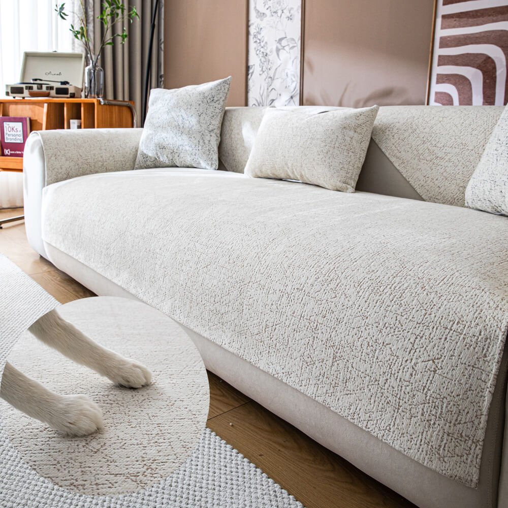 Velvet Plush Sectional Couch Cover, Anti-Slip Sofa Slipcover for