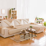 Farmhouse Rustic Sectional Couch Cover – Cotton Dog Sofa Slipcover, Soft Anti-Slip Furniture Protector for Pets ﻿ ﻿