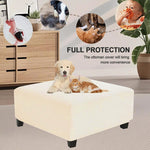 Premium Stretch Jacquard Storage Ottoman Cover, Washable Slipcover