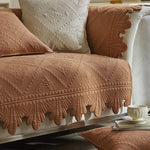Boho Embroidery Couch Sofa Cover Cotton Quilted Non-Slip Sectional Couch Covers Sofa Slipcover for Dogs, Children, Pets Furniture Protector