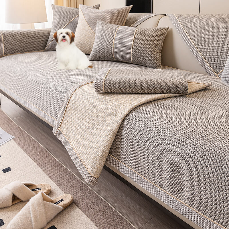 Linen Couch Cover, Sofa Cover Couch Covers Sectional Couch Covers Anti-Fading Sofa Slipcover for Dogs Cats Pet Love Seat Armrest Backrest Cover