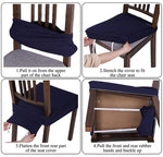 Stretch Seat Covers for Dining Room, Jacquard Waterproof Dining Chair Seat Protector Set