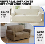 1 Piece Stretch Couch Covers for 3 Cushion Couch, Jacquard Sofa Cover with Non-Slip Elastic Bottom, Thickened Slipcover Furniture Protector for Dogs