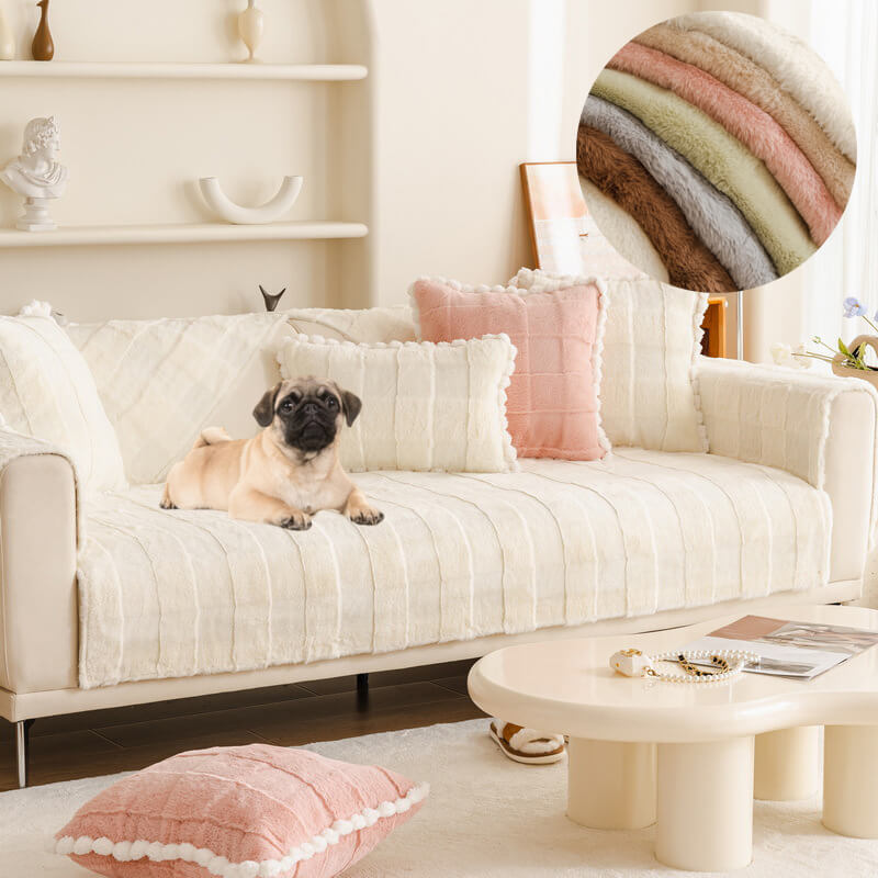 Soft Warm Faux Fur Couch Sofa Cover Thick Shaggy Fuzzy Sectional