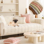 Soft Warm Faux Fur Couch Sofa Cover Thick Shaggy Fuzzy Sectional Couch Cover Non-Slip Solid Color Plush Sofa Slipcover Furniture Protector for Pets ﻿