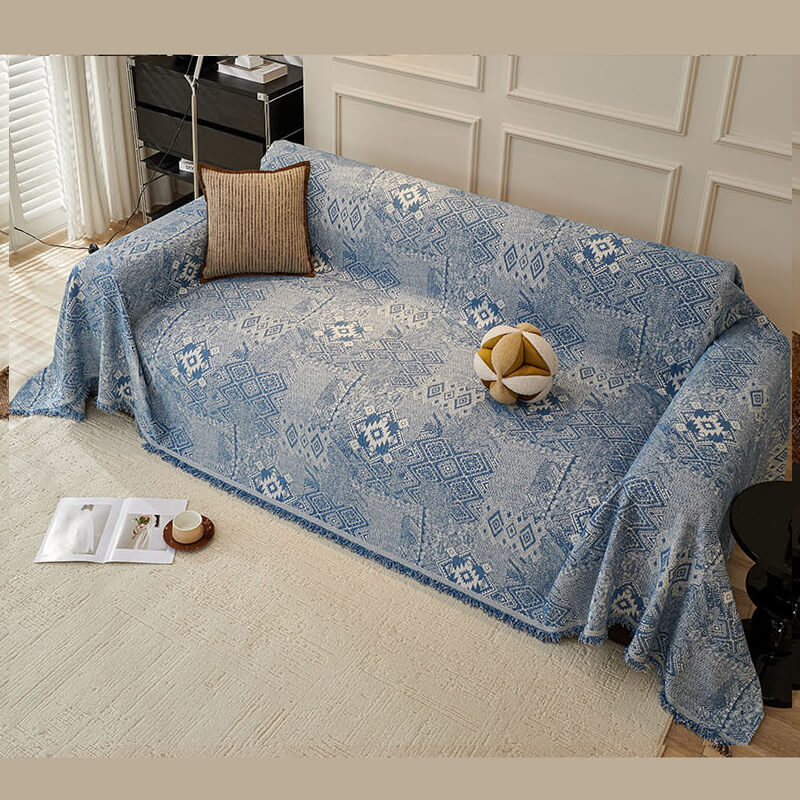 Couch Cover Sofa Cover with Tassel, Soft Chenille Boho Couch Covers Sofa Covers Washable Furniture Cover for Living Room  ﻿