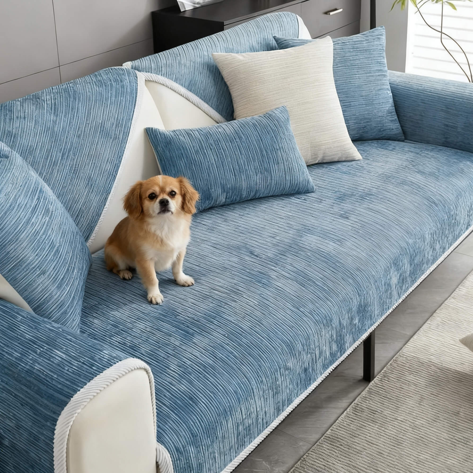 Pet Proof Sofa Cover, Waterproof & Scratch Resistant Couch Protector for Dogs Cats, Non-Slip Chenille Fabric ﻿ ﻿
