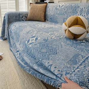 Couch Cover Sofa Cover with Tassel, Soft Chenille Boho Couch Covers Sofa Covers Washable Furniture Cover for Living Room  ﻿