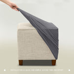 Premium Stretch Jacquard Storage Ottoman Cover, Washable Slipcover