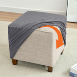 Premium Stretch Jacquard Storage Ottoman Cover, Washable Slipcover