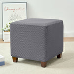 Premium Stretch Jacquard Storage Ottoman Cover, Washable Slipcover