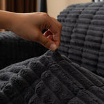 Thick Velvet Oversized Sofa Cover for 3 Cushion Couch, Washable Furniture Protector for Dogs, Non-Slip Slipcover