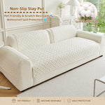 L-Shaped Sectional Sofa Cover for 3 Cushion Couch, Non Slip Waterproof Soft Cotton Slipcover, Pet Friendly Machine Washable Furniture Protector