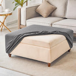 Premium Stretch Jacquard Storage Ottoman Cover, Washable Slipcover
