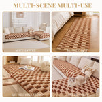  Winter Plaid Plush Sofa Cushion – Thick Warm Non-Slip Sofa Cover with Anti Cat Scratch Protection ﻿
