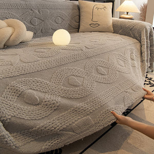 Non Slip Plush Jacquard Sofa Blanket Couch Cover| Multifunctional Furniture Protector for Pets, Slipcover for Sectional, Loveseat, Recliner, Chair, Decorative Home Decor ﻿ ﻿