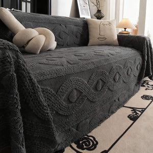 Non Slip Plush Jacquard Sofa Blanket Couch Cover| Multifunctional Furniture Protector for Pets, Slipcover for Sectional, Loveseat, Recliner, Chair, Decorative Home Decor ﻿ ﻿