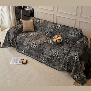 Couch Cover Sofa Cover with Tassel, Soft Chenille Boho Couch Covers Sofa Covers Washable Furniture Cover for Living Room  ﻿