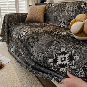 Couch Cover Sofa Cover with Tassel, Soft Chenille Boho Couch Covers Sofa Covers Washable Furniture Cover for Living Room  ﻿