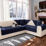 Non-Slip Velvet Sectional Sofa Cover | Machine Washable, Stretch Fit for L-Shaped Couches