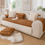 Soft Warm Faux Fur Couch Sofa Cover Thick Shaggy Fuzzy Sectional Couch Cover Non-Slip Solid Color Plush Sofa Slipcover Furniture Protector for Pets ﻿