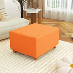 Premium Stretch Jacquard Storage Ottoman Cover, Washable Slipcover