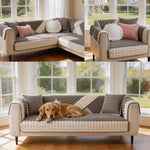 Farmhouse Rustic Sectional Couch Cover – Cotton Dog Sofa Slipcover, Soft Anti-Slip Furniture Protector for Pets ﻿ ﻿