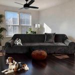 Velvet Plush Corner Sectional Corner Sofa Covers , Stretch Sofa Slipcover