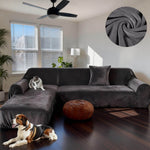 Velvet Plush Corner Sectional Corner Sofa Covers , Stretch Sofa Slipcover