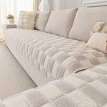  Winter Plaid Plush Sofa Cushion – Thick Warm Non-Slip Sofa Cover with Anti Cat Scratch Protection ﻿