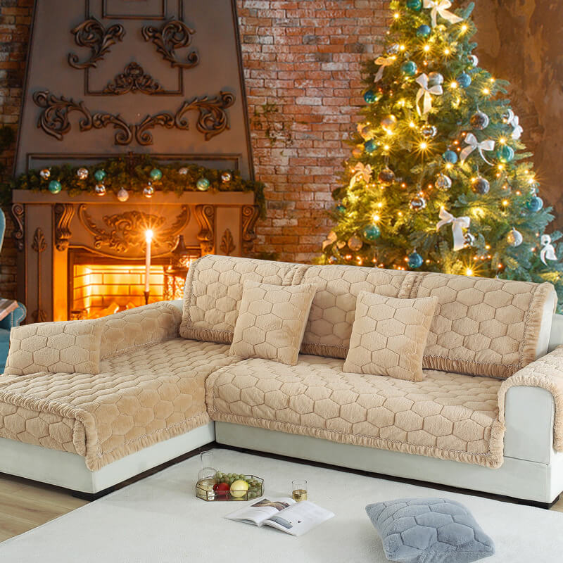 Soft Plush Couch Cover,Thick Warm Sectional Sofa Covers