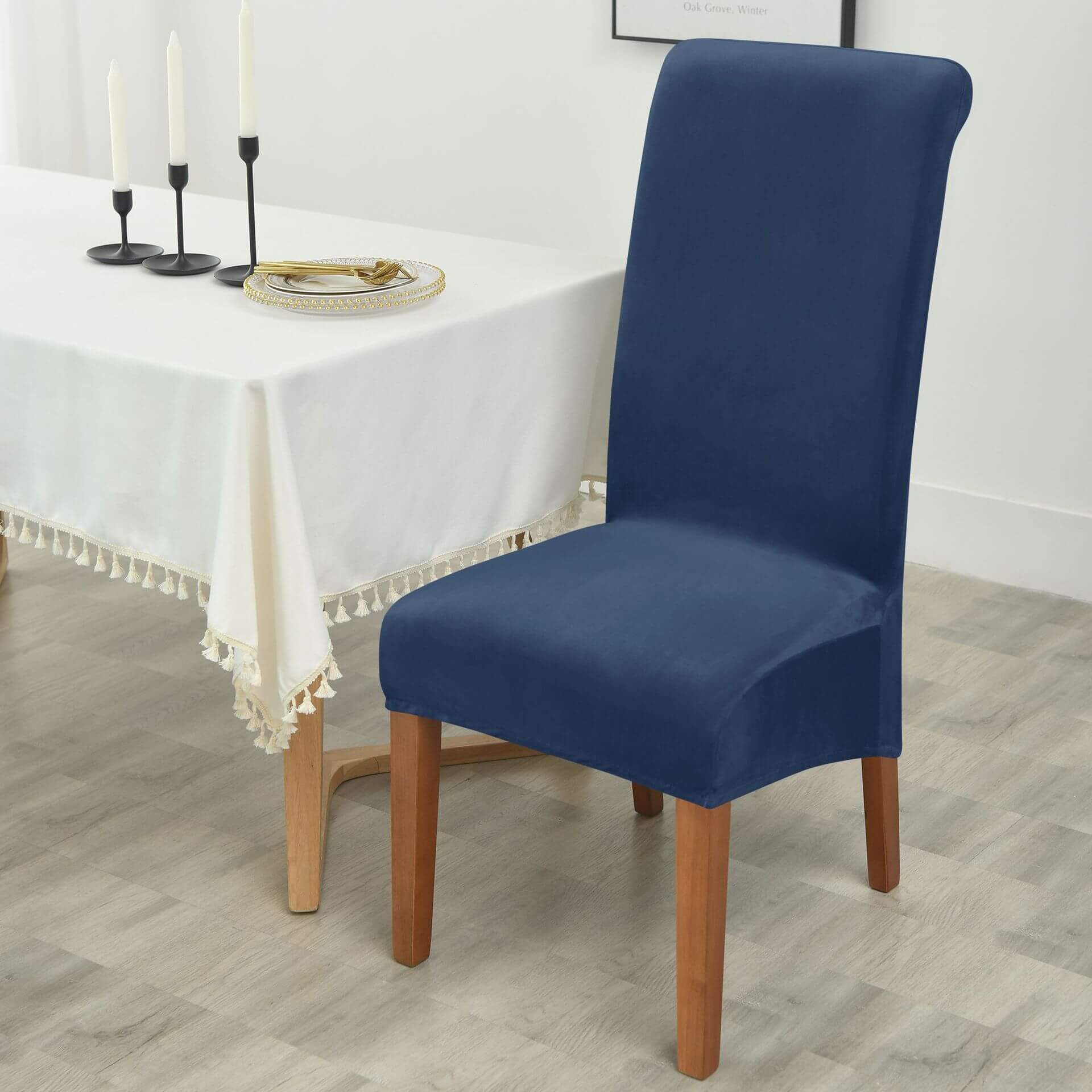 Velvet Plush Dining Chair Covers, High Chairs Protector Covers Seat Slipcover with Elastic Band for Dining Room,Wedding, Ceremony, Banquet  ﻿