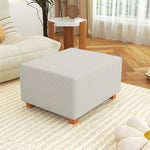 Premium Stretch Jacquard Storage Ottoman Cover, Washable Slipcover