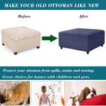 Premium Stretch Jacquard Storage Ottoman Cover, Washable Slipcover